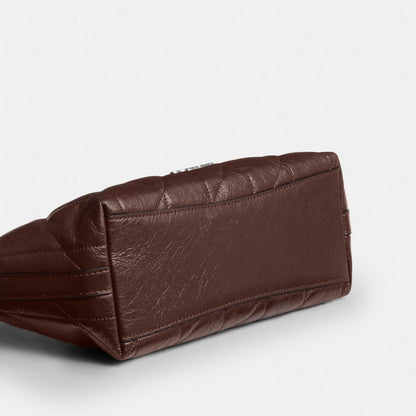 Coach Caitlin Shoulder Bag With Quilting Silver Maple