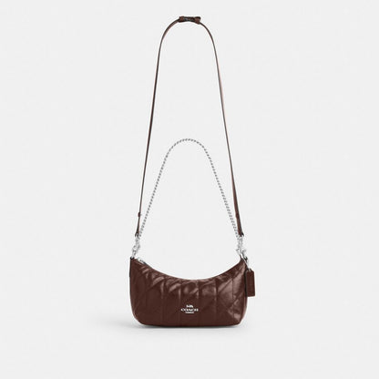 Coach Caitlin Shoulder Bag With Quilting Silver Maple
