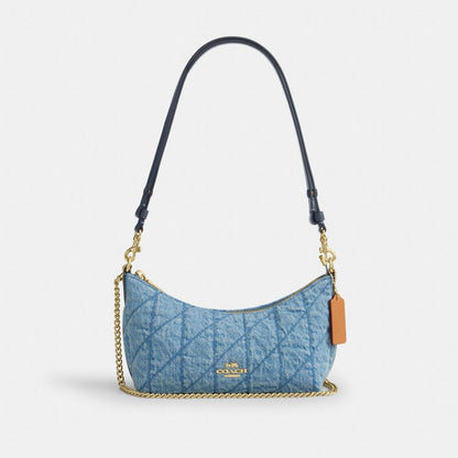 Coach Caitlin Shoulder Bag With Quilting Gold Indigo