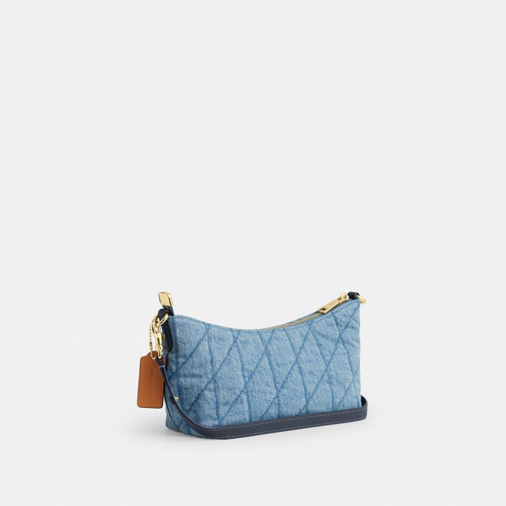 Coach Caitlin Shoulder Bag With Quilting Gold Indigo