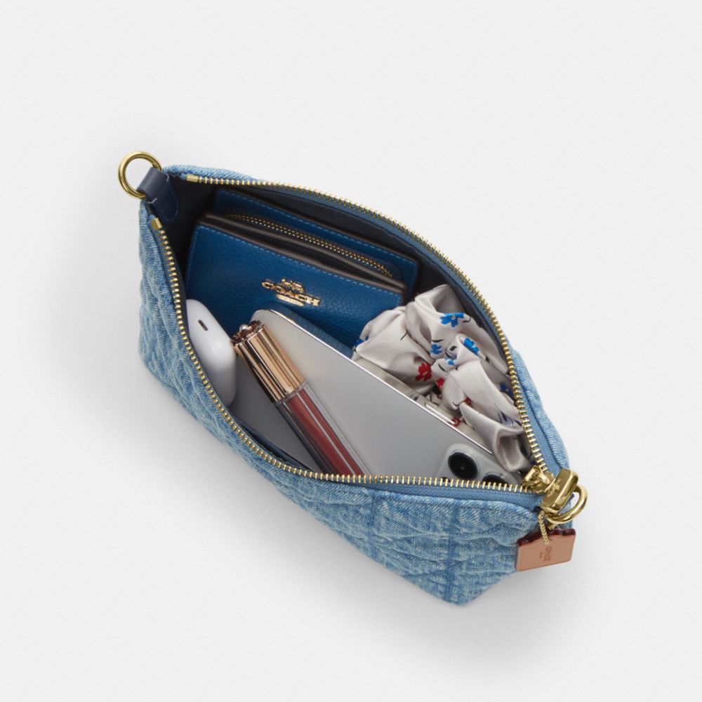 Coach Caitlin Shoulder Bag With Quilting Gold Indigo