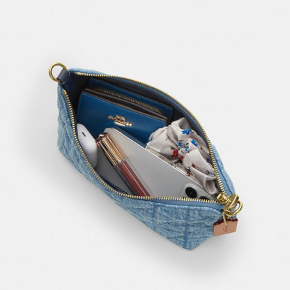 Coach Caitlin Shoulder Bag With Quilting Gold Indigo