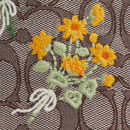 Coach Faye Mini Drawstring Bag In Signature Jacquard With Floral Embroidery Gold Oak Multi