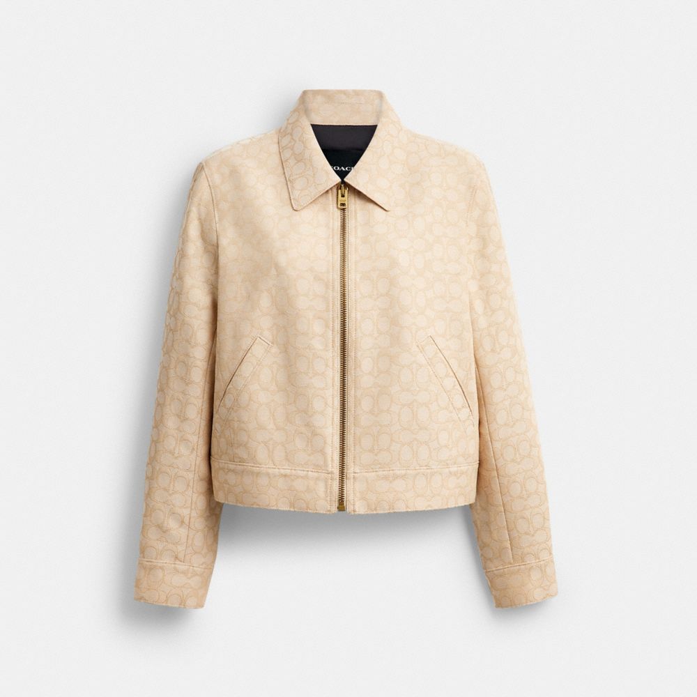 Coach Signature Zip Front Jacket Light Khaki
