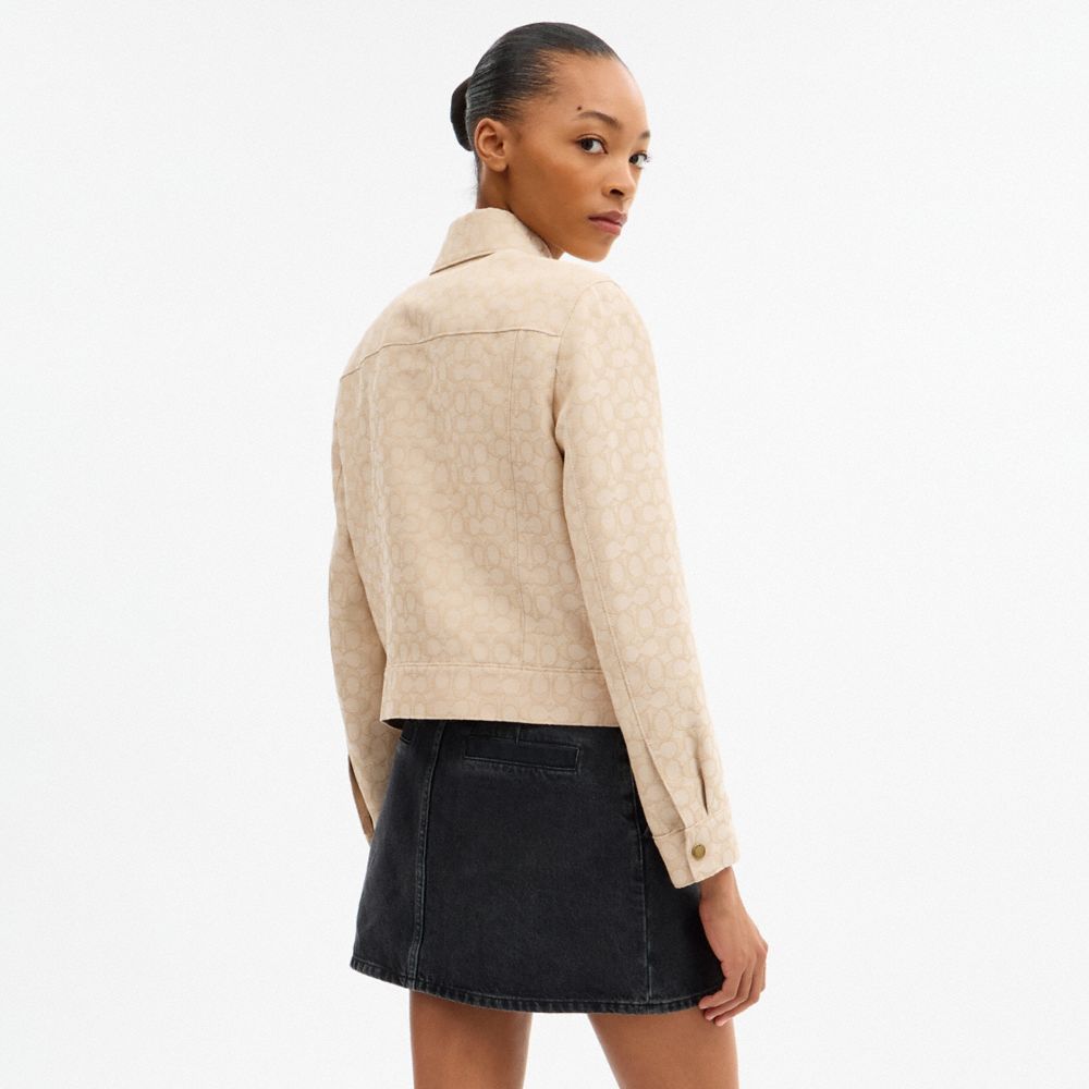 Coach Signature Zip Front Jacket Light Khaki