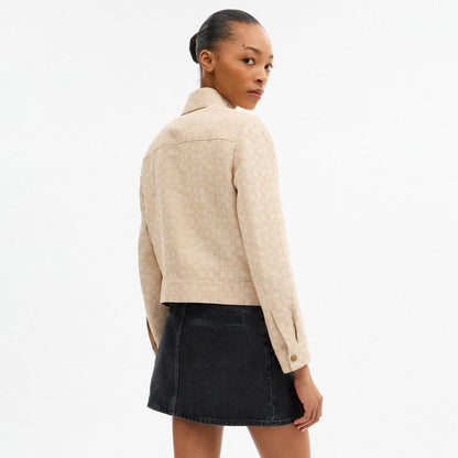 Coach Signature Zip Front Jacket Light Khaki