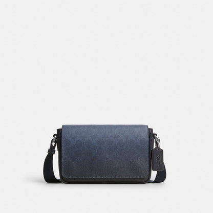Coach Jack Small Flap Crossbody Bag In Ombre Signature Canvas Silver Blue