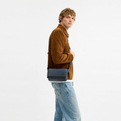 Coach Jack Small Flap Crossbody Bag In Ombre Signature Canvas Silver Blue