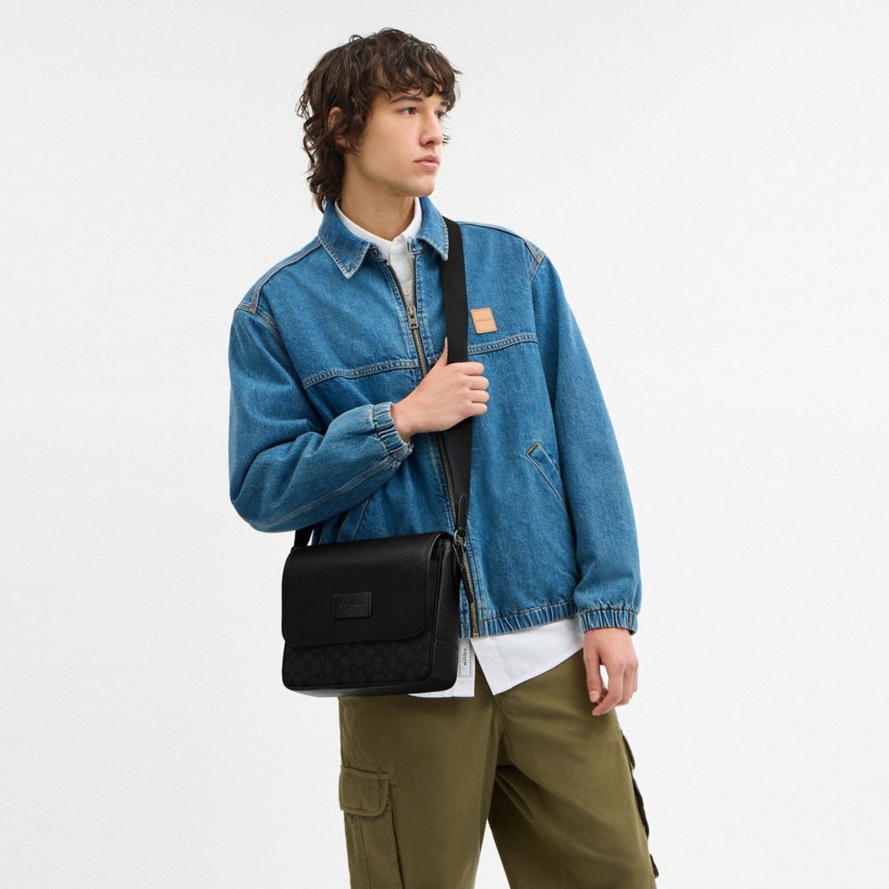 Coach Sprint Map Bag 25 In Signature Jacquard Black Copper Black