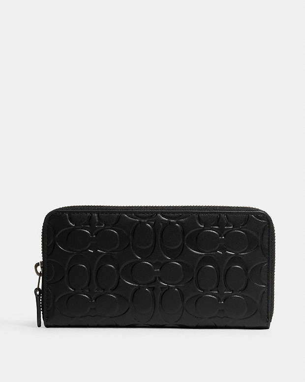 Accordion Wallet In Signature Leather Gunmetal-Black Gunmetal-Black
