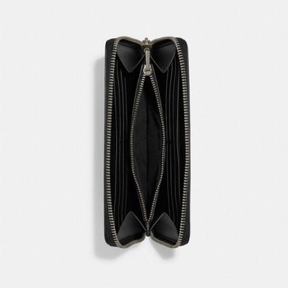 Coach Accordion Wallet In Signature Leather Gunmetal Black