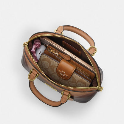 Coach Lara Mini Satchel Bag With Ombre Gold Latte