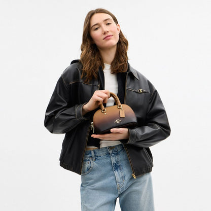 Coach Lara Mini Satchel Bag With Ombre Gold Latte