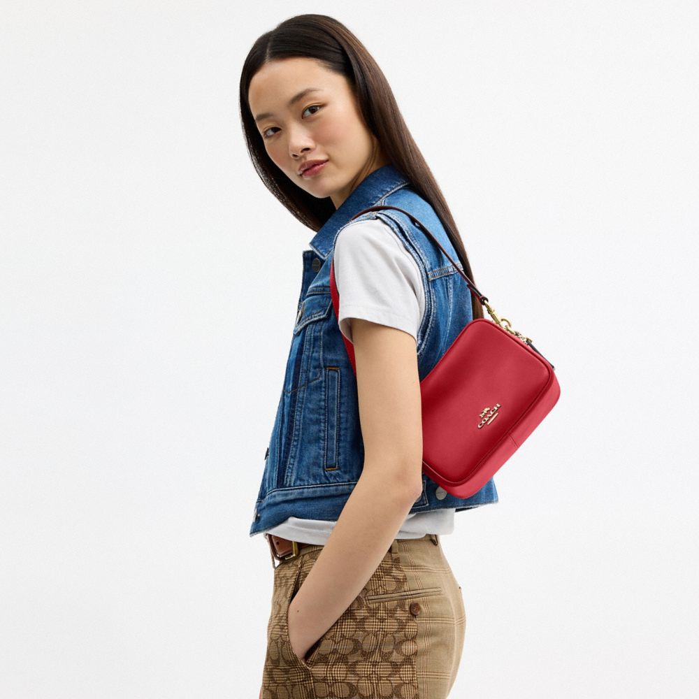Coach Mini Carey Crossbody Bag Gold/Poppy