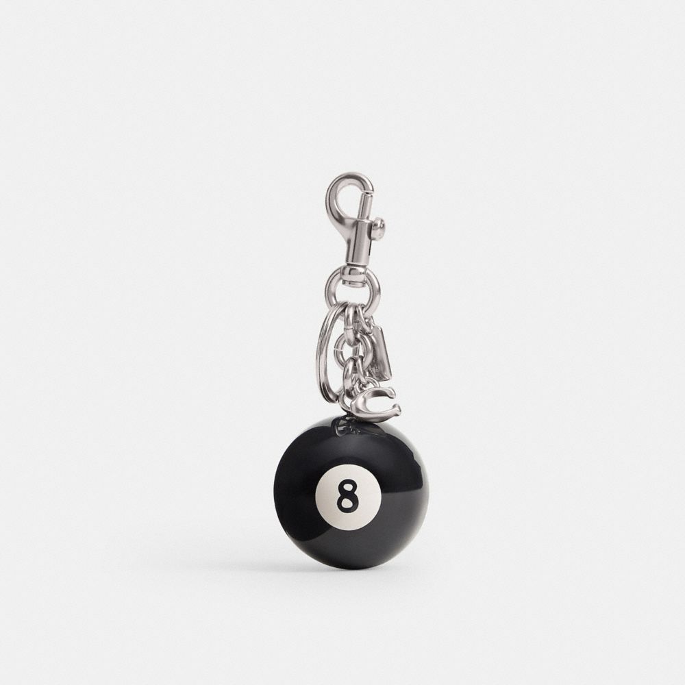Coach Eight Ball Bag Charm Silver Black