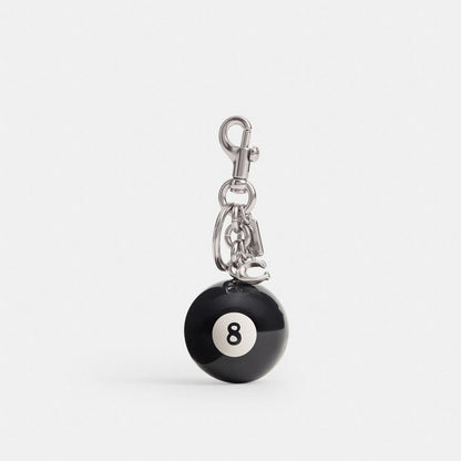 Coach Eight Ball Bag Charm Silver Black