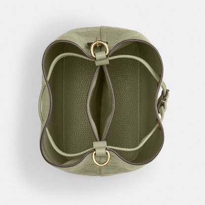 Coach Rowan Bucket Bag In Signature Leather Gold Pistachio