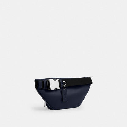 Coach Racer Small Belt Bag In Signature Canvas Silver Denim Chalk