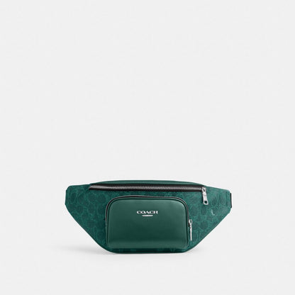 Coach Racer Small Belt Bag In Signature Canvas Silver Sea Green
