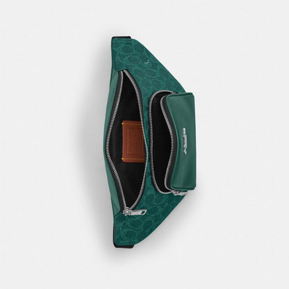 Coach Racer Small Belt Bag In Signature Canvas Silver Sea Green