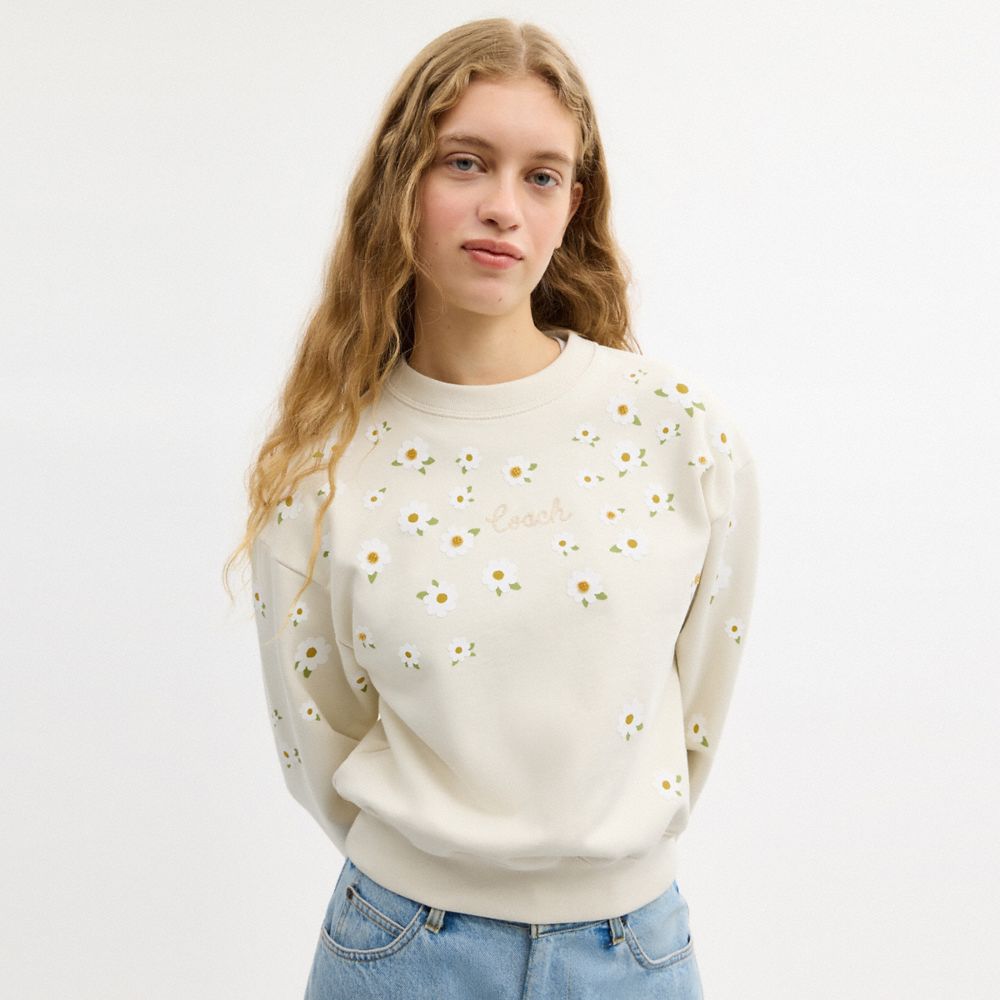 Coach Floral Crewneck Sweatshirt Cream