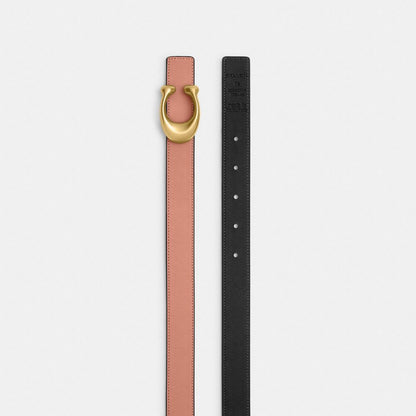 Coach Sculpted C Buckle Reversible Belt, 25 Mm Brass Melon Black