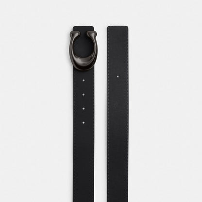 Coach Sculpted C Buckle Reversible Belt, 38 Mm Black Black