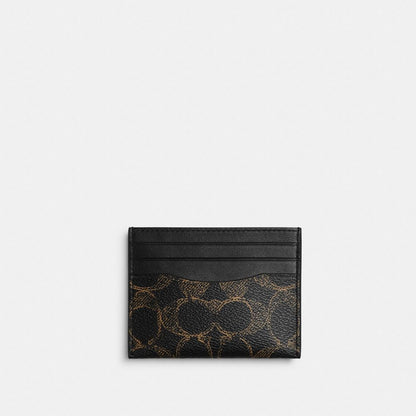 Coach Slim Id Card Case In Loved Signature Canvas Brown
