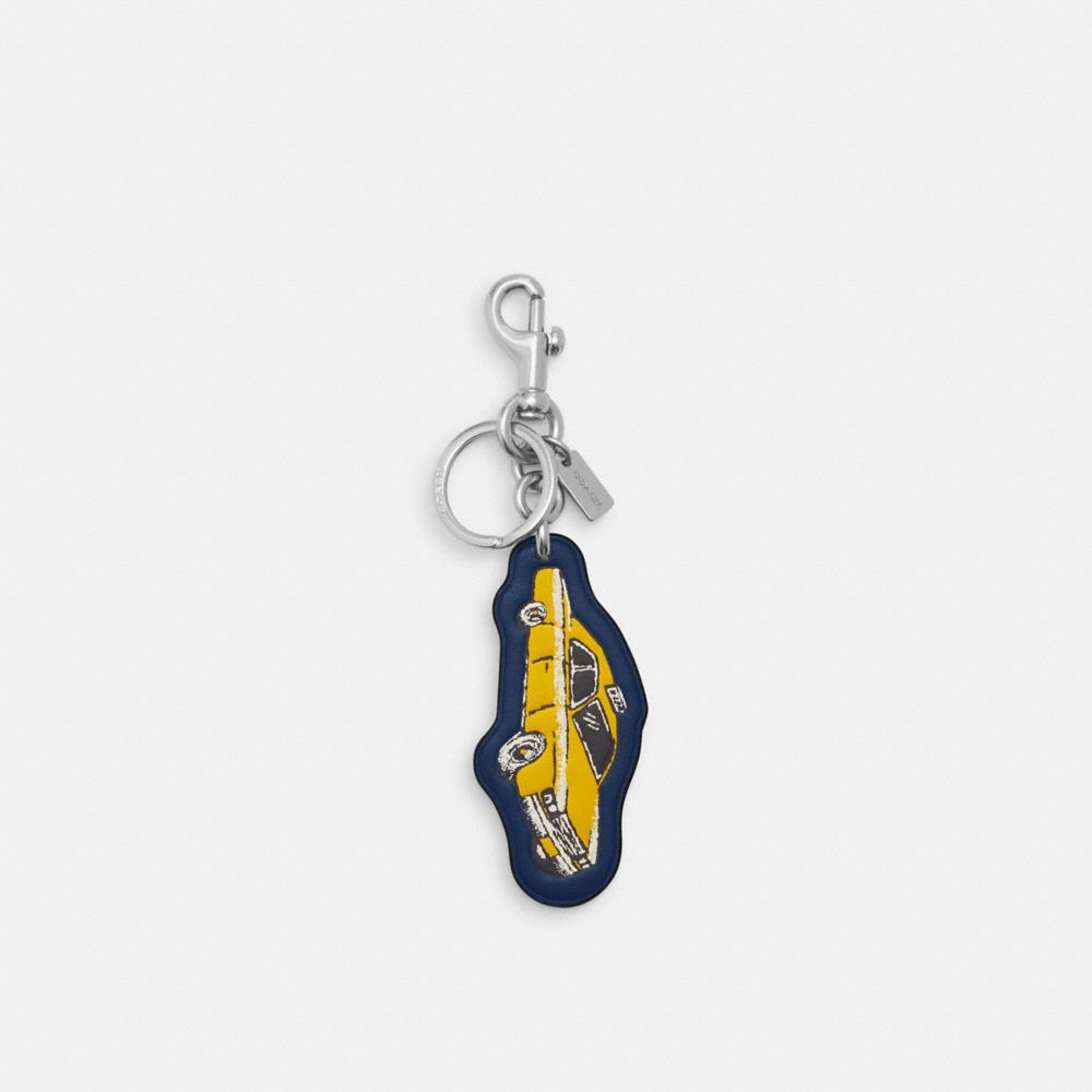 Coach Taxi Bag Charm Silver Deep Blue Multi