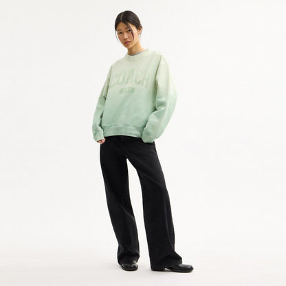 Coach Ombre Sporty Crewneck Sweatshirt In Organic Cotton Mint