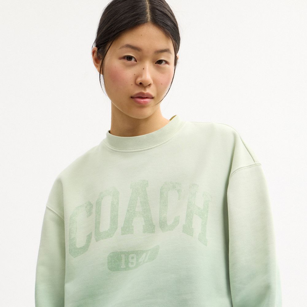 Coach Ombre Sporty Crewneck Sweatshirt In Organic Cotton Mint