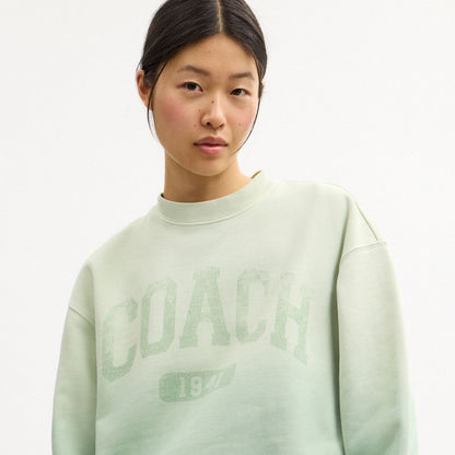 Coach Ombre Sporty Crewneck Sweatshirt In Organic Cotton Mint