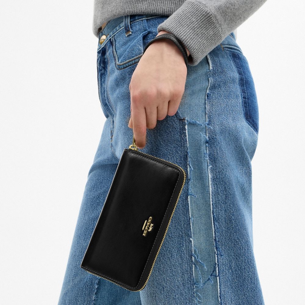 Coach Long Zip Around Wallet Gold/Black