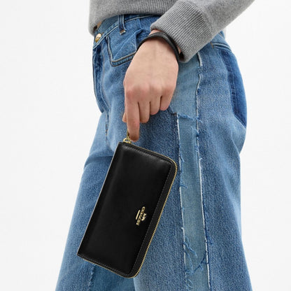 Coach Long Zip Around Wallet Gold/Black
