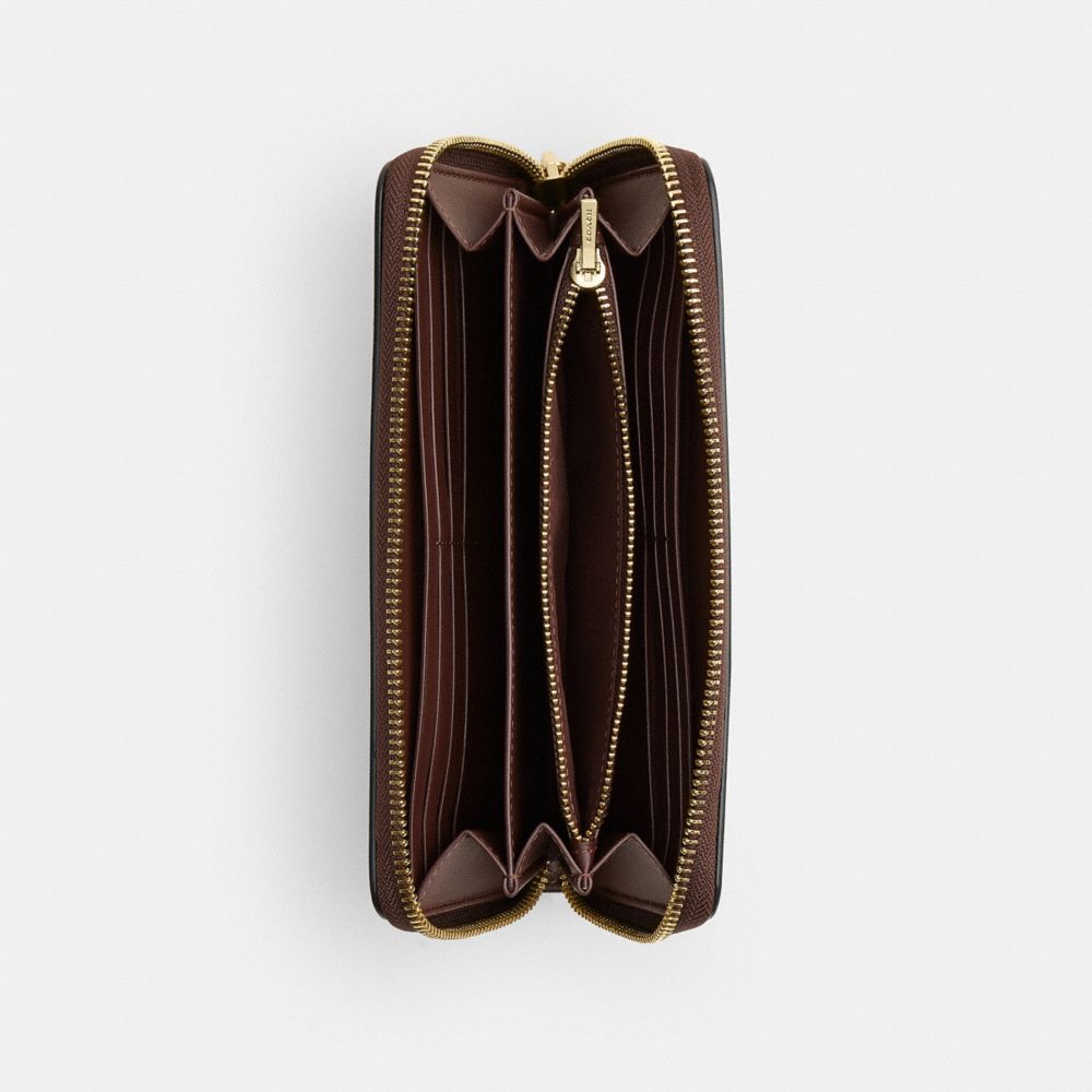 Coach Long Zip Around Wallet Gold/Maple