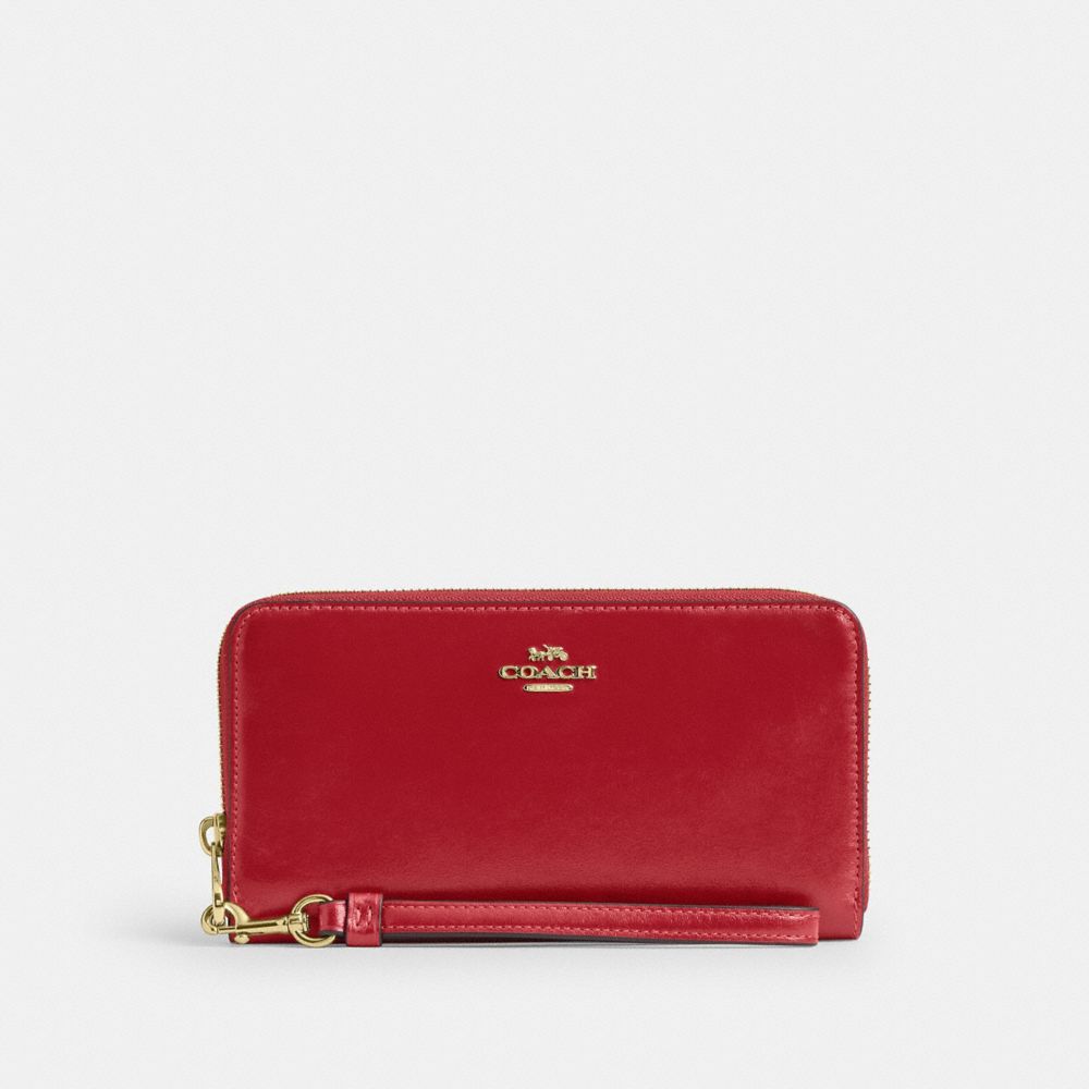 Coach Long Zip Around Wallet Gold/Poppy