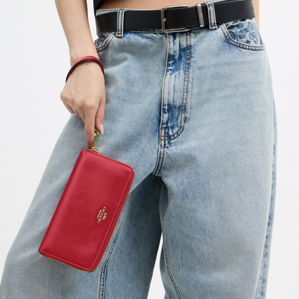 Coach Long Zip Around Wallet Gold/Poppy
