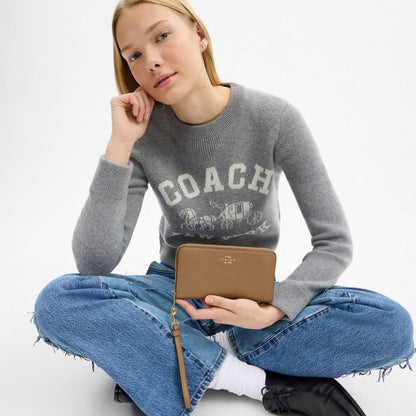 Coach Long Zip Around Wallet Gold/Sandy Beige