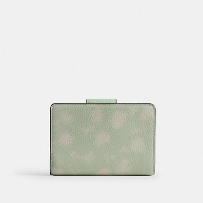 Coach Medium Corner Zip Wallet With Floral Print Gold/Pale Green