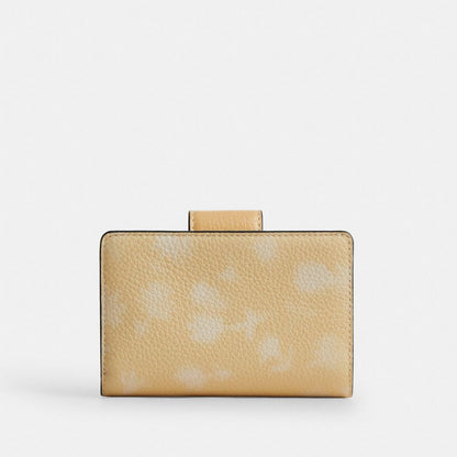 Coach Medium Corner Zip Wallet With Floral Print Silver/Washed Yellow