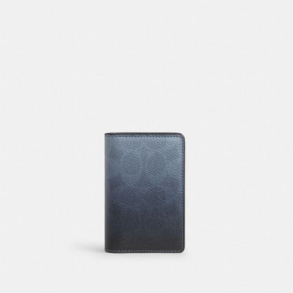 Coach Id Card Wallet In Ombre Signature Canvas Blue