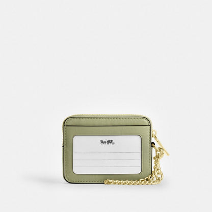 Coach Zip Card Case With Quilting Gold Pistachio
