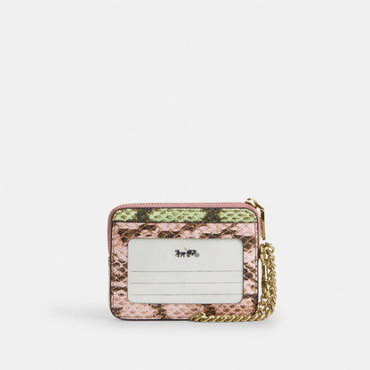 Coach Zip Card Case In Signature Jacquard Gold Oak Multi