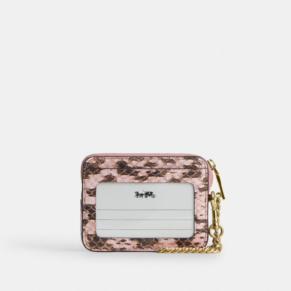 Coach Zip Card Case Gold/Pink
