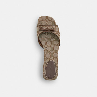 Women's Coach Bow Kitten Heel Sandal In Signature Jacquard Oak Maple