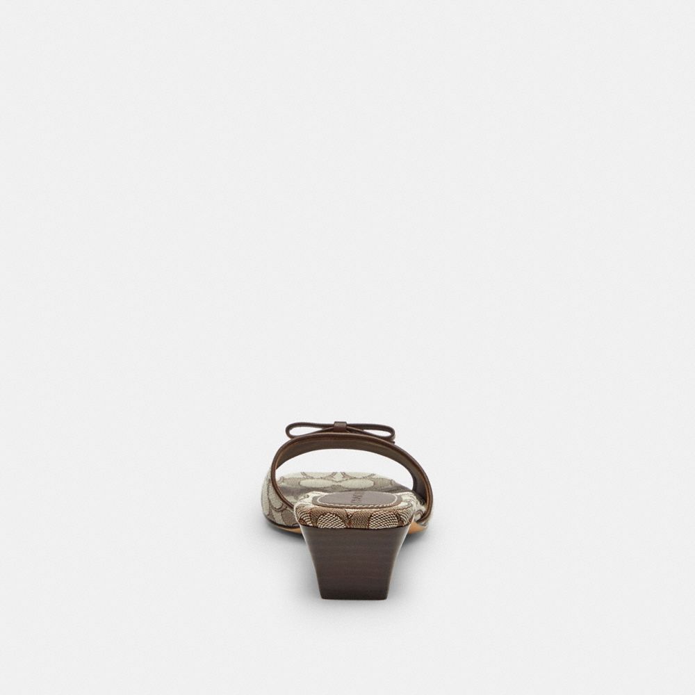 Women's Coach Bow Kitten Heel Sandal In Signature Jacquard Oak Maple