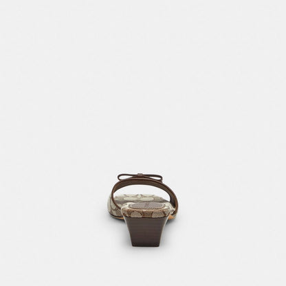 Women's Coach Bow Kitten Heel Sandal In Signature Jacquard Oak Maple