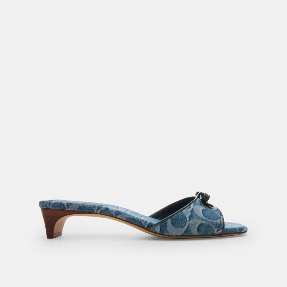 Women's Coach Bow Kitten Heel Sandal In Signature Denim Indigo