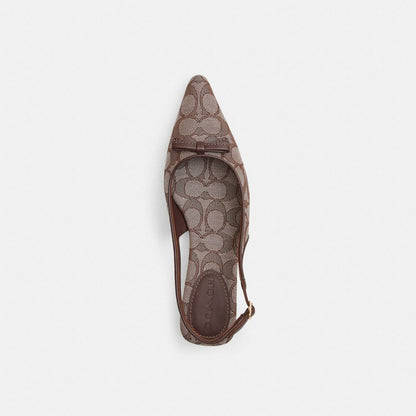 Women's Coach Bow Slingback Heel In Signature Jacquard Oak Maple