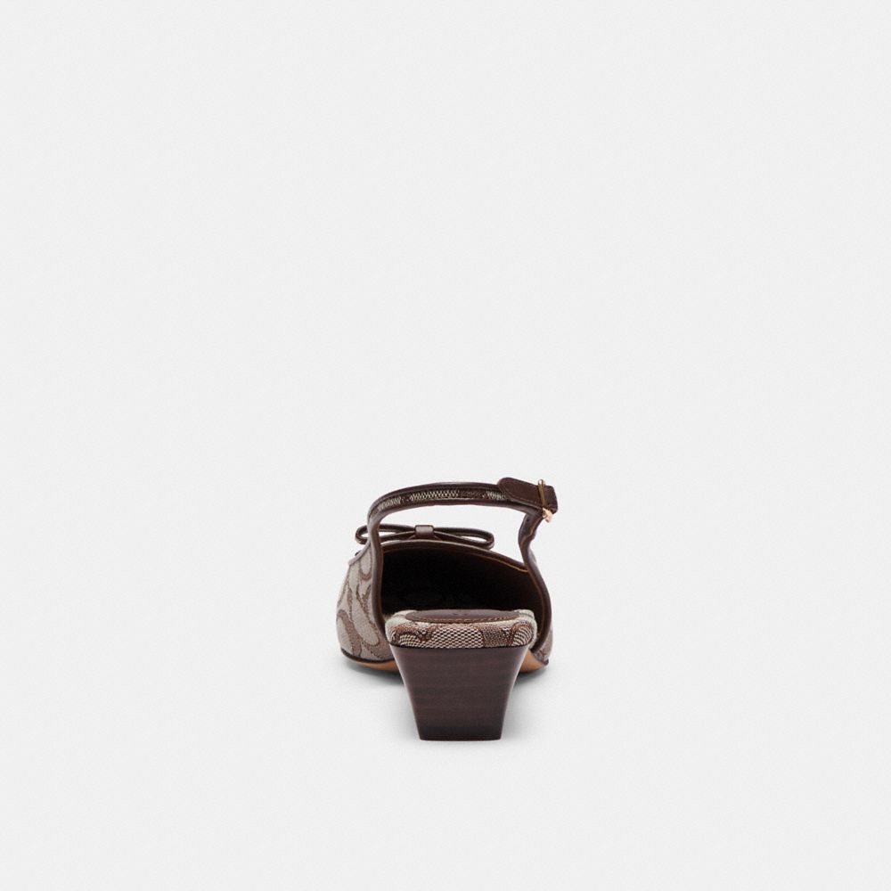 Women's Coach Bow Slingback Heel In Signature Jacquard Oak Maple